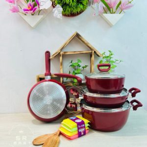 Kiam 7 Pcs Cookware Set Ceramic Granite Non-Stick (Induction Bottom)