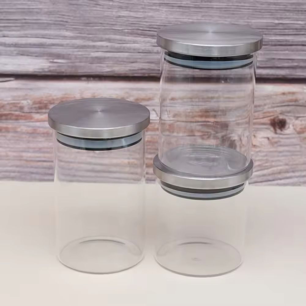 WhatsApp Image 2025-09-24 at 3.07.14 PM 3 Pcs Airtight Glass Jar With Steel Lid - Image 1