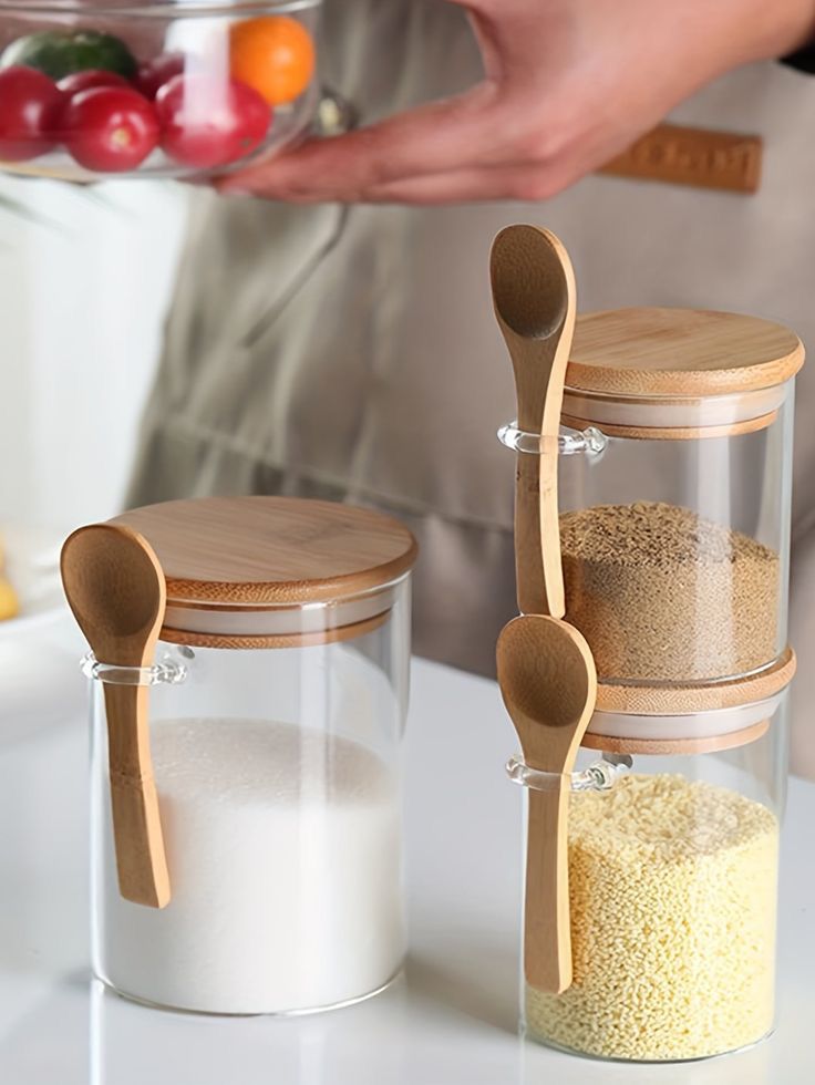 WhatsApp Image 2025-09-24 at 5.21.48 PM 3 Pcs Glass Jar Set With Spoon - Image 1