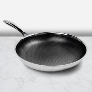 28cm Uncoated Honeycomb Design Stainless Steel Non-Stick Fry Pan