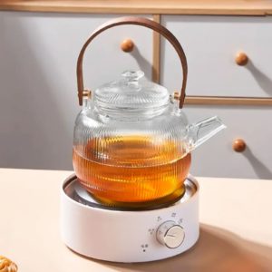 1000ml Borosilicate Glass Teapot With Wooden handle 001
