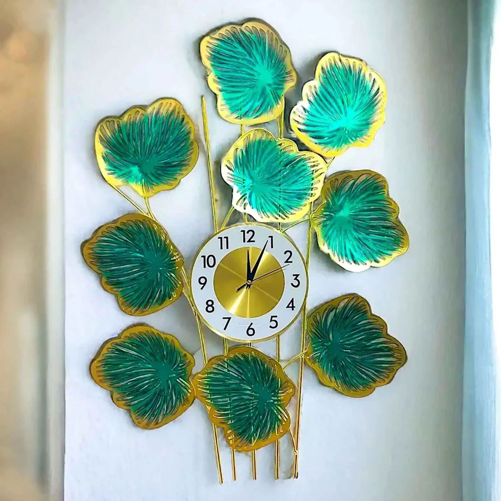 WhatsApp Image 2025-10-14 at 2.06.15 PM Leaf Design Decorative Wall Clock - Image 1