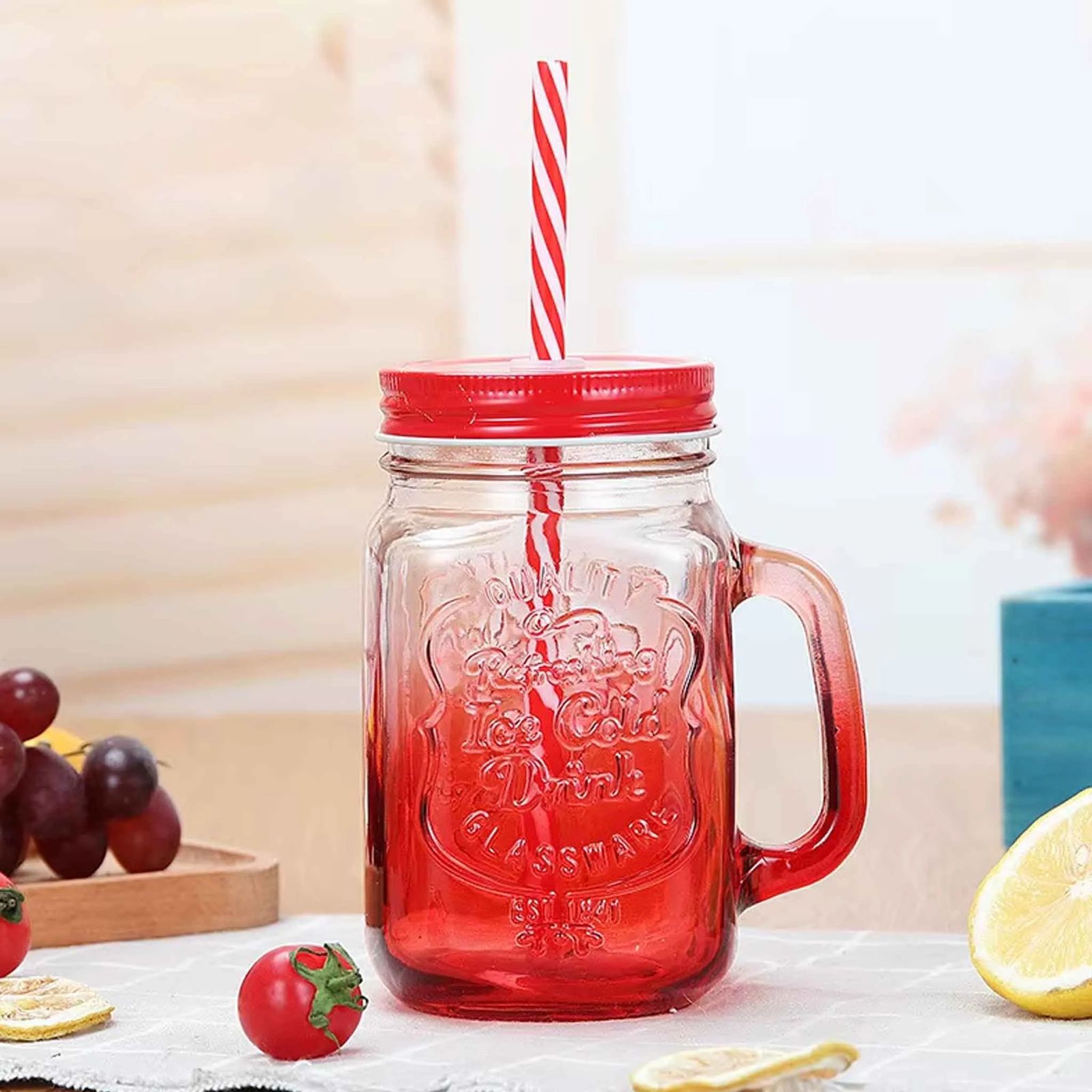 WhatsApp Image 2025-10-14 at 2.19.00 PM 500ML Mason Mug With Handle & Straw - Image 1