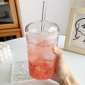 Glass Juice Pot with Straw & Lid