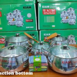 Kiam classic 10 in 1 set  heavy thick Base Belly suspen With Induction Bottom