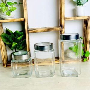 3 Pcs Glass Jar With Transparent Lid