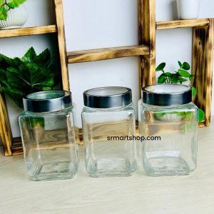 3 Pcs Set Glass Jar With Transparent Lid